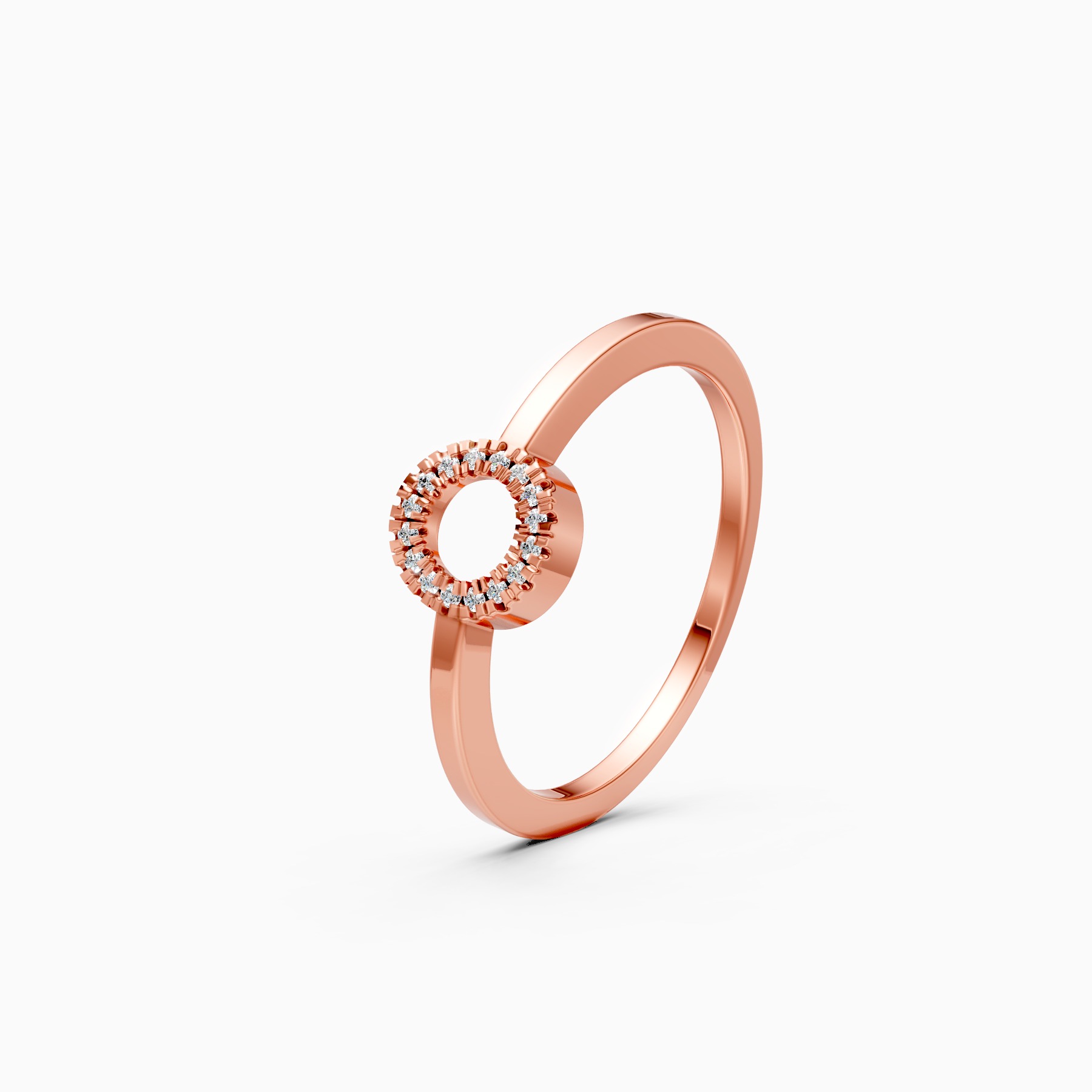 Unique Open Circle Round Diamond Ring